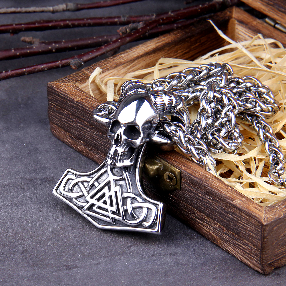 Thors Hammer Kette Valknut Totenkopf