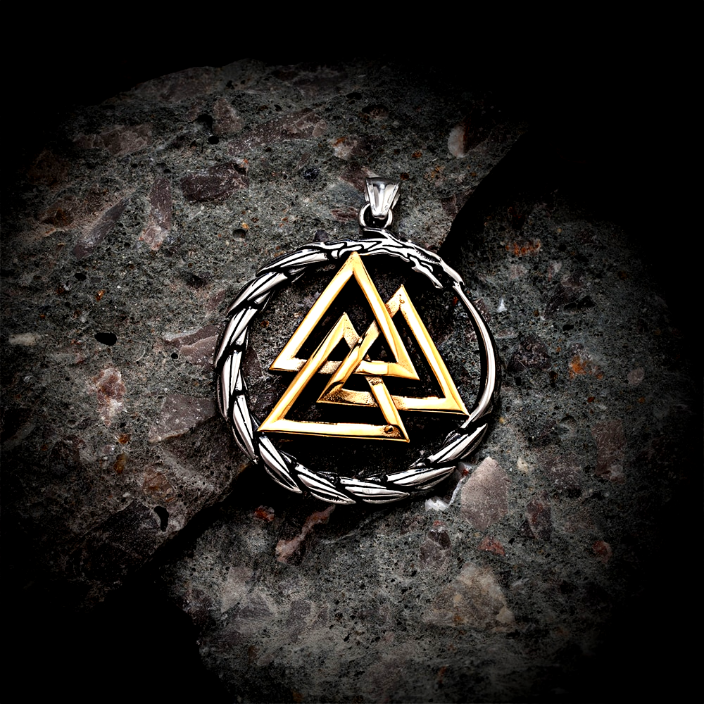 Wikinger Kette Goldener Valknut Midgardschlange