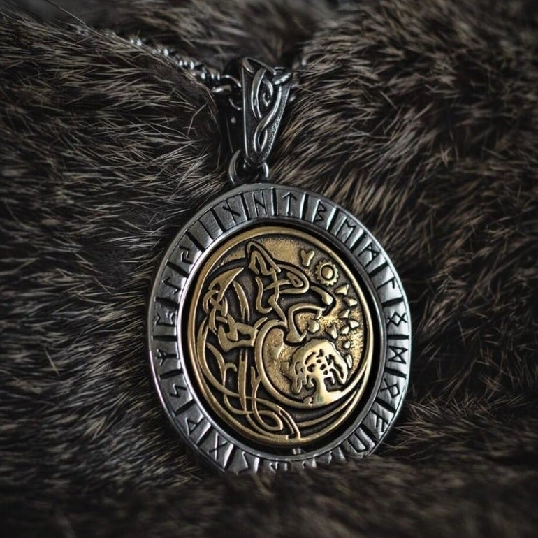 Wikinger Kette Fenrir Runenkreis