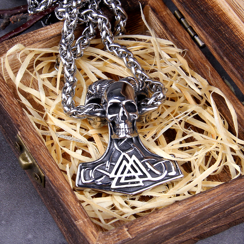 Thors Hammer Kette Valknut Totenkopf