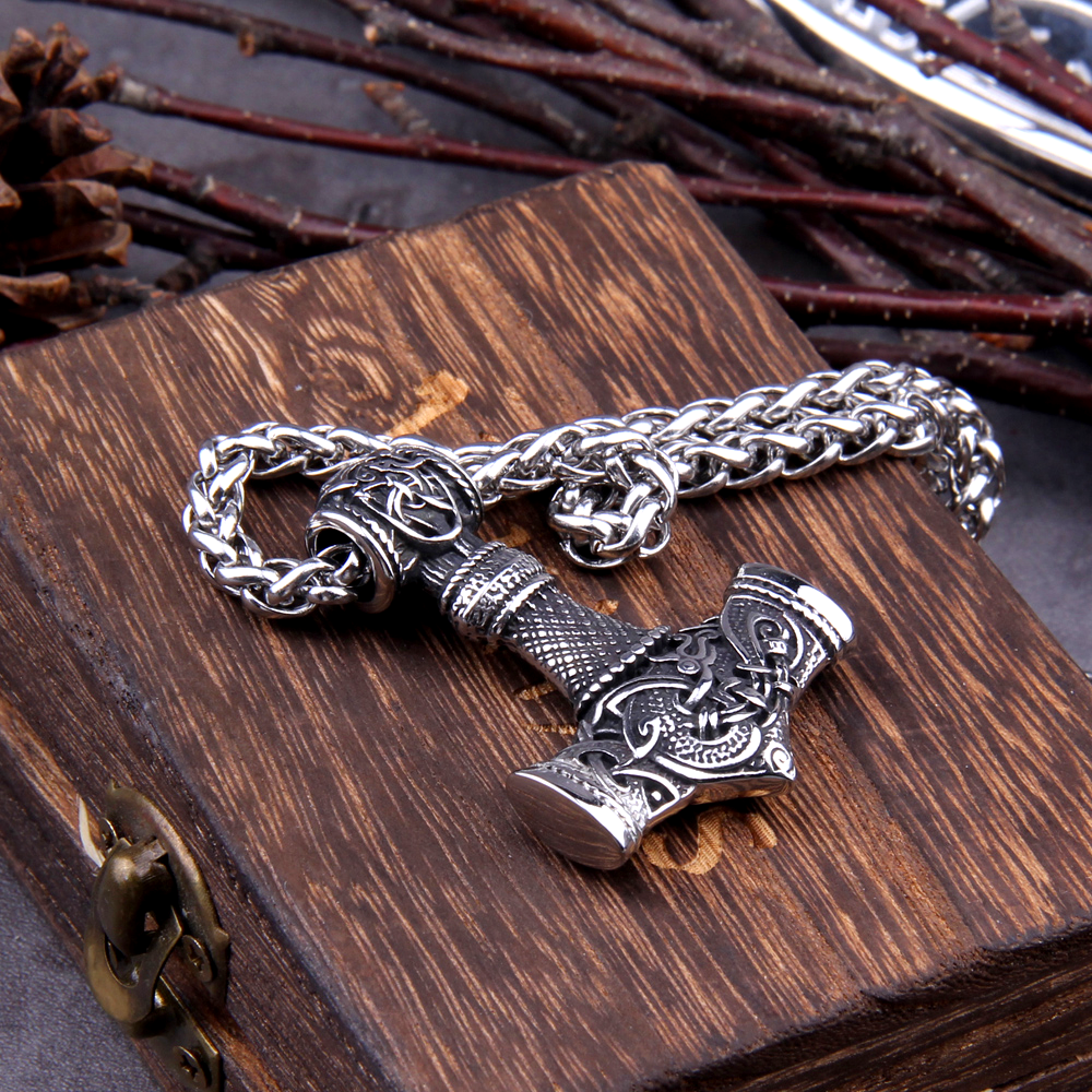 Thors Hammer Kette Geknoteter Drache