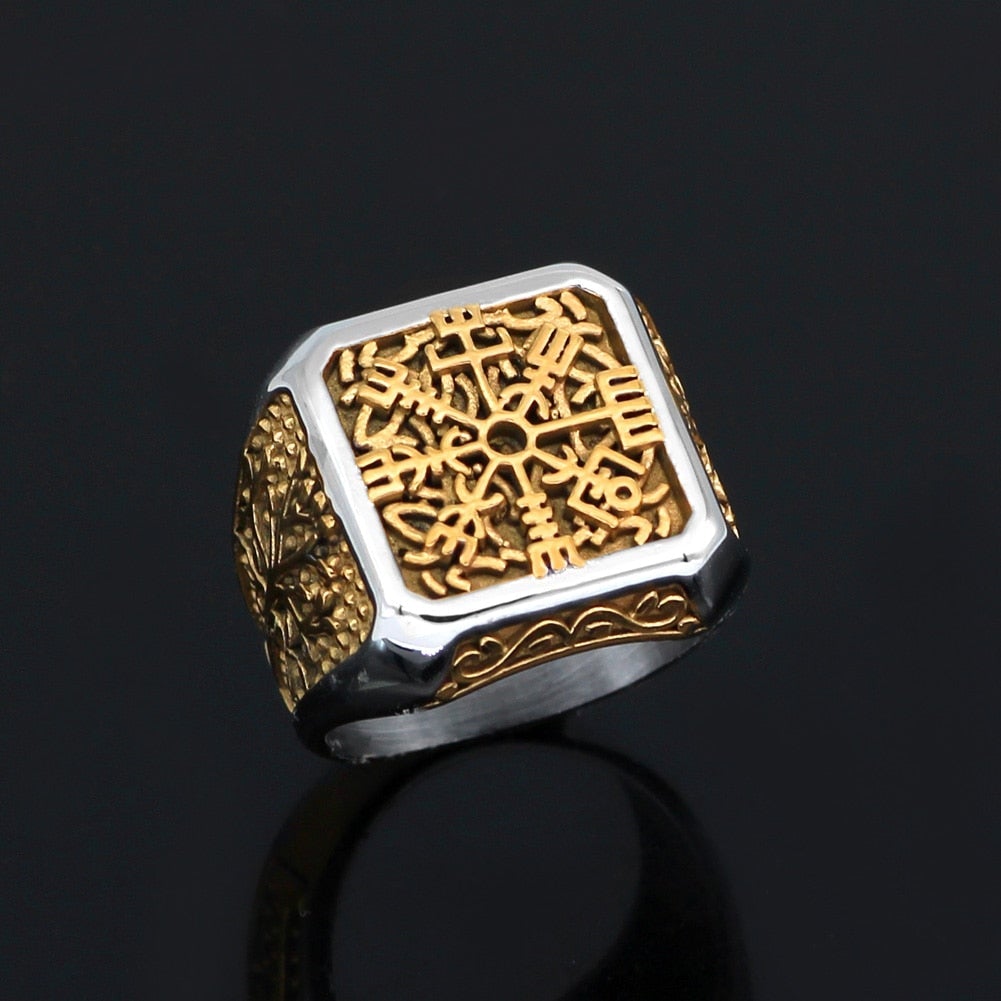 Wikinger Ring Goldene Vegvisir