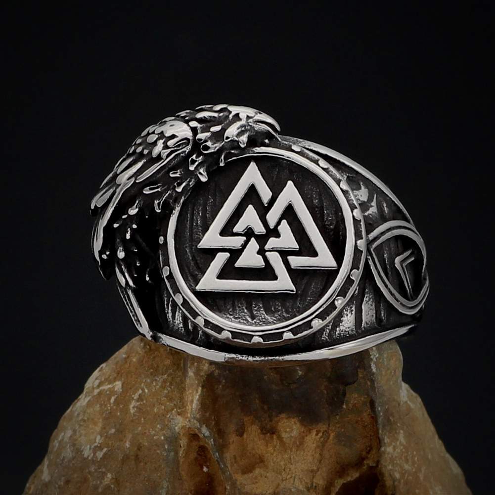 Wikinger Ring Valknut Rabe