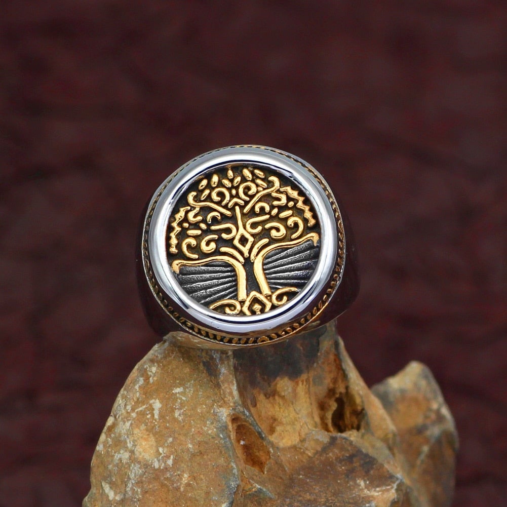 Wikinger Ring Goldene Yggdrasil