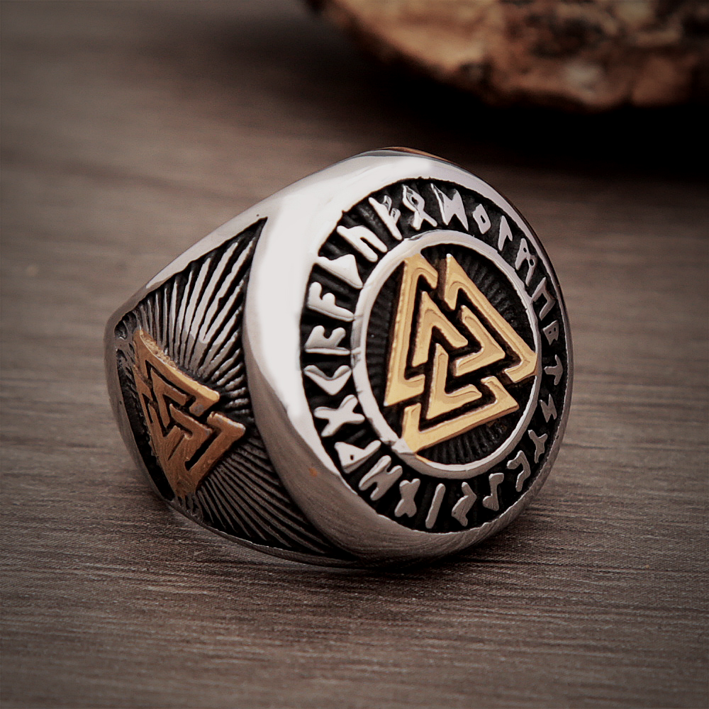 Wikinger Ring Valknut Runenkreis