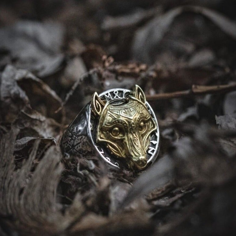 Wikinger Ring Goldener Wolf