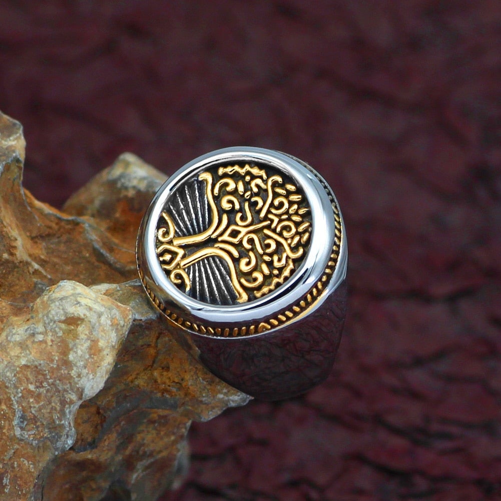 Wikinger Ring Goldene Yggdrasil