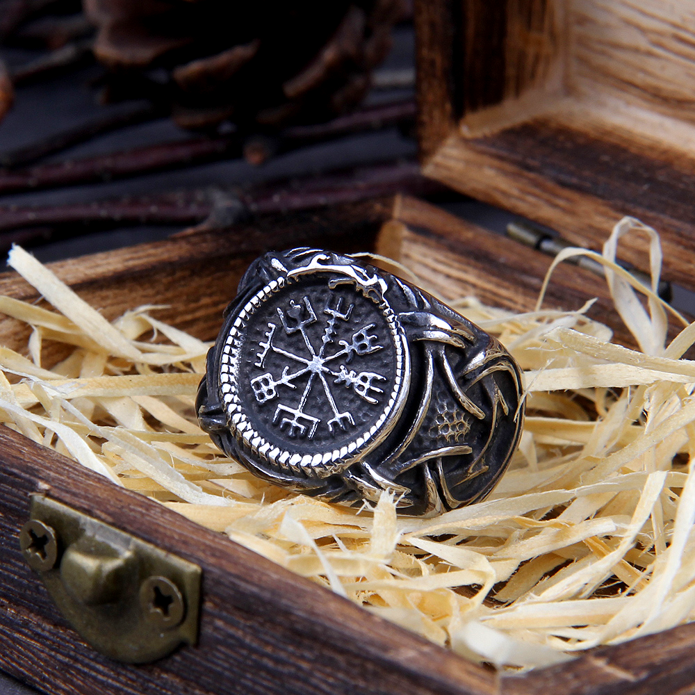 Wikinger Ring Vegvisir Jormungandr