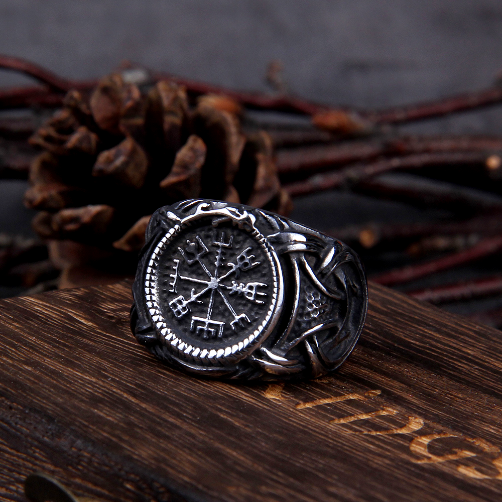 Wikinger Ring Vegvisir Jormungandr