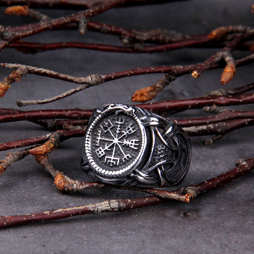 Wikinger Ring Vegvisir Jormungandr