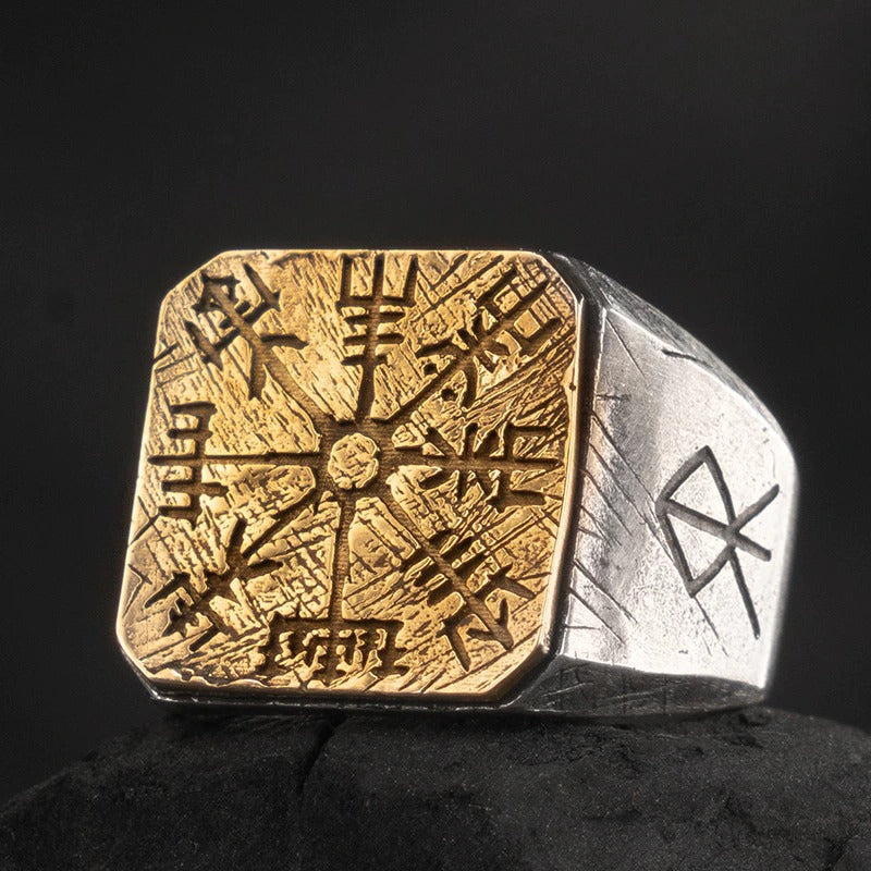 Wikinger Ring Vegvisir Gravur