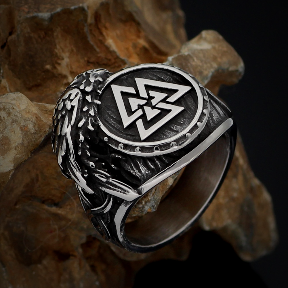 Wikinger Ring Valknut Rabe