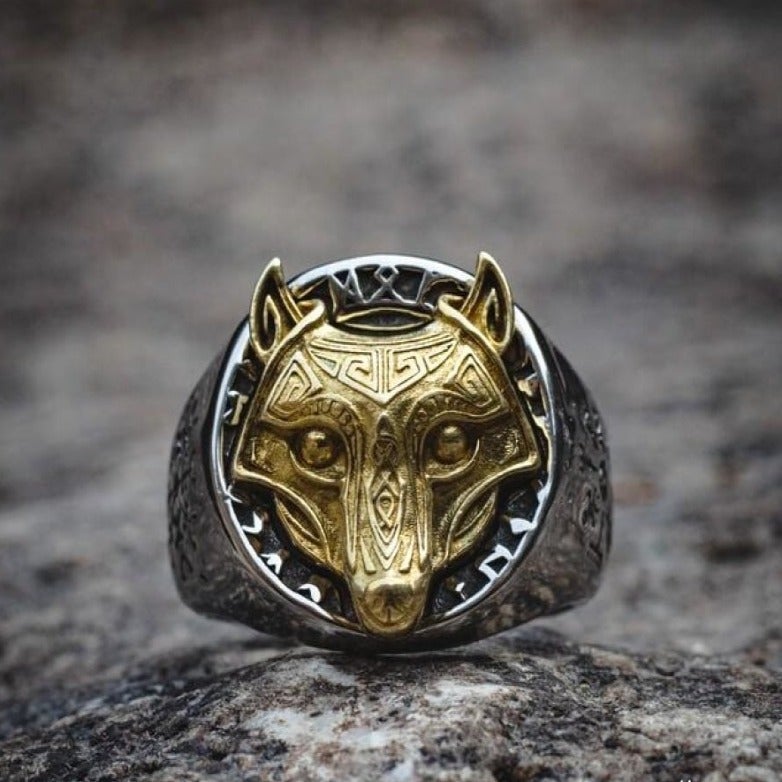 Wikinger Ring Goldener Wolf